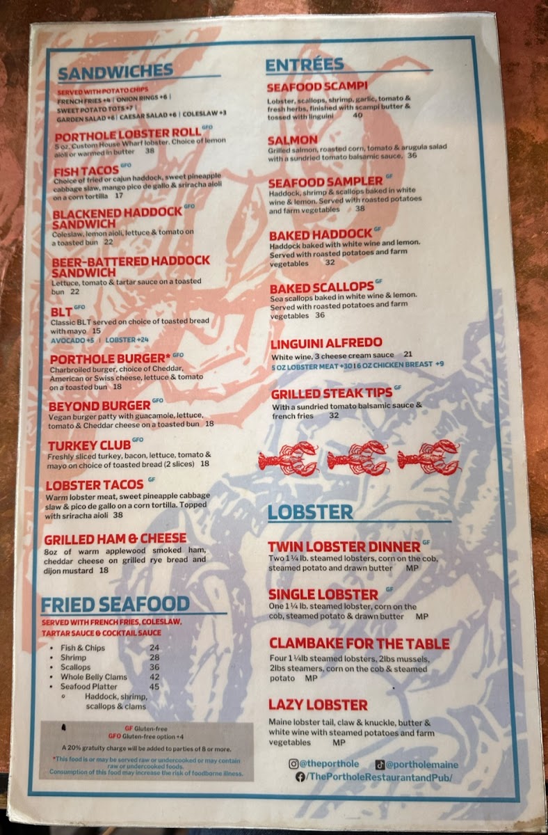 The Porthole Restaurant & Pub Menu - Image 2